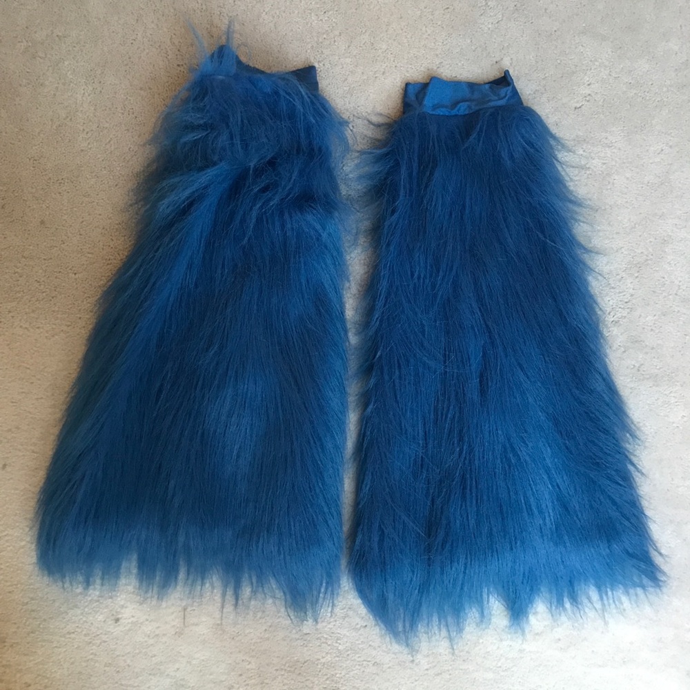 Blue Furry Boot Covers! Fun! Party in blue!
